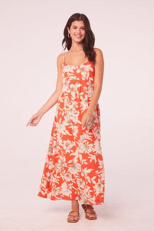 Aire Orange Floral Empire Waist Maxi Dress