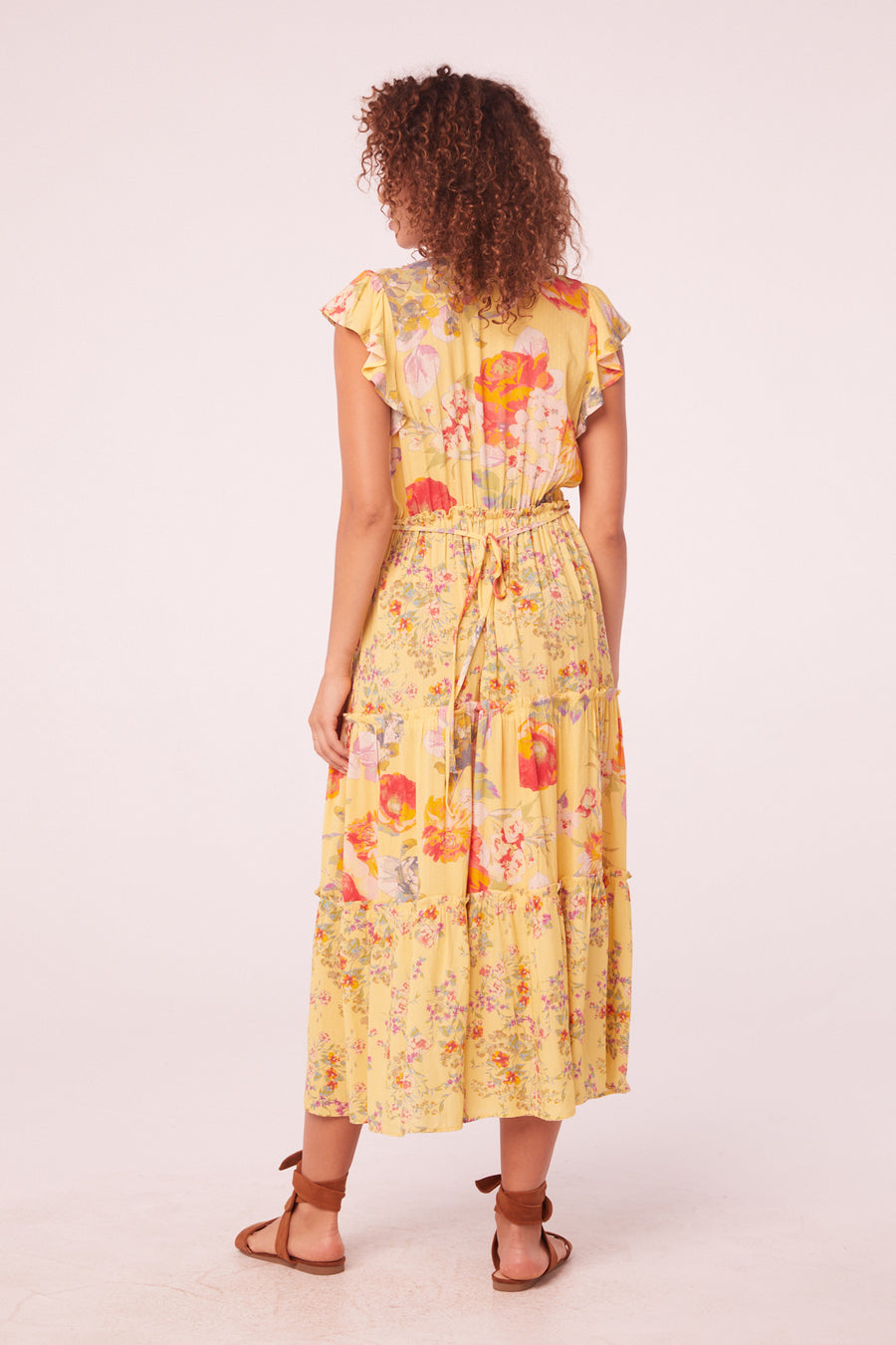 Amaryllis Yellow Mixed Floral Maxi Dress
