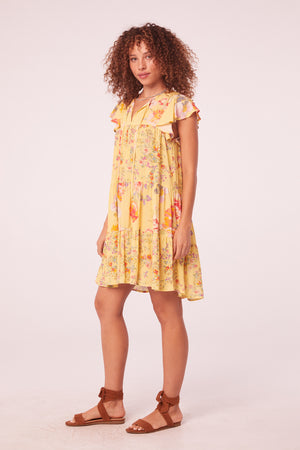 Arbor Yellow Mixed Floral Mini Dress