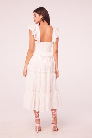 Beatriz White Ruffle Midi Dress