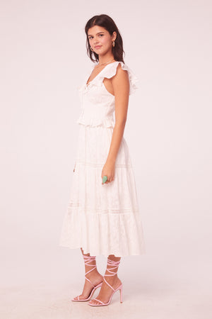Beatriz White Ruffle Midi Dress