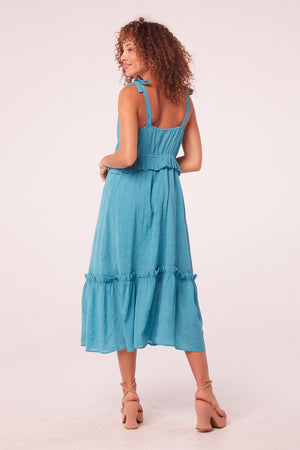 Breeze Turquoise Ruffle Midi Dress