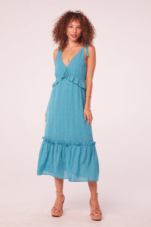 Breeze Turquoise Ruffle Midi Dress