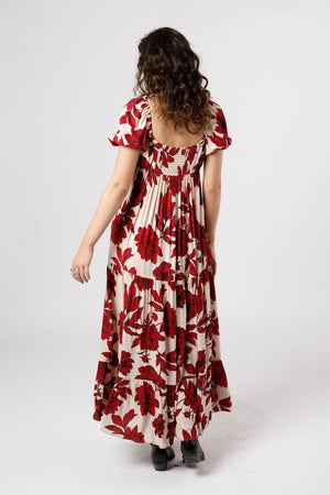 Cherish Garnet Floral Maxi Dress