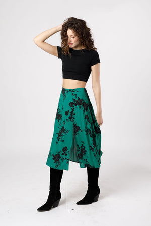 Etta Emerald Floral Midi Skirt