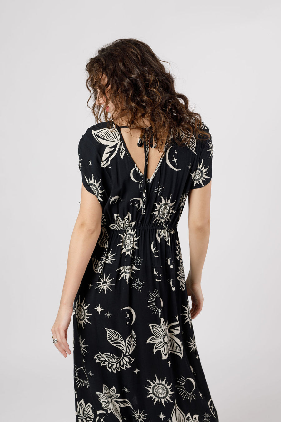 Haylee Black Celestial Wrap Maxi Dress