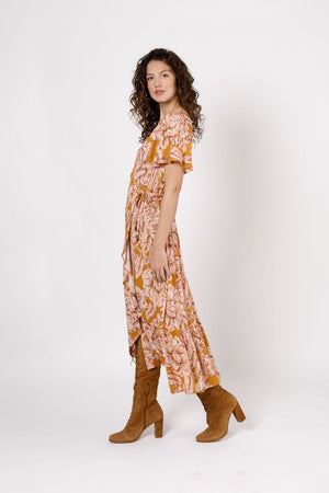 Heather Gold Floral Maxi Dress