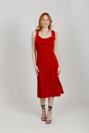 Lorna Red Velvet Midi Dress