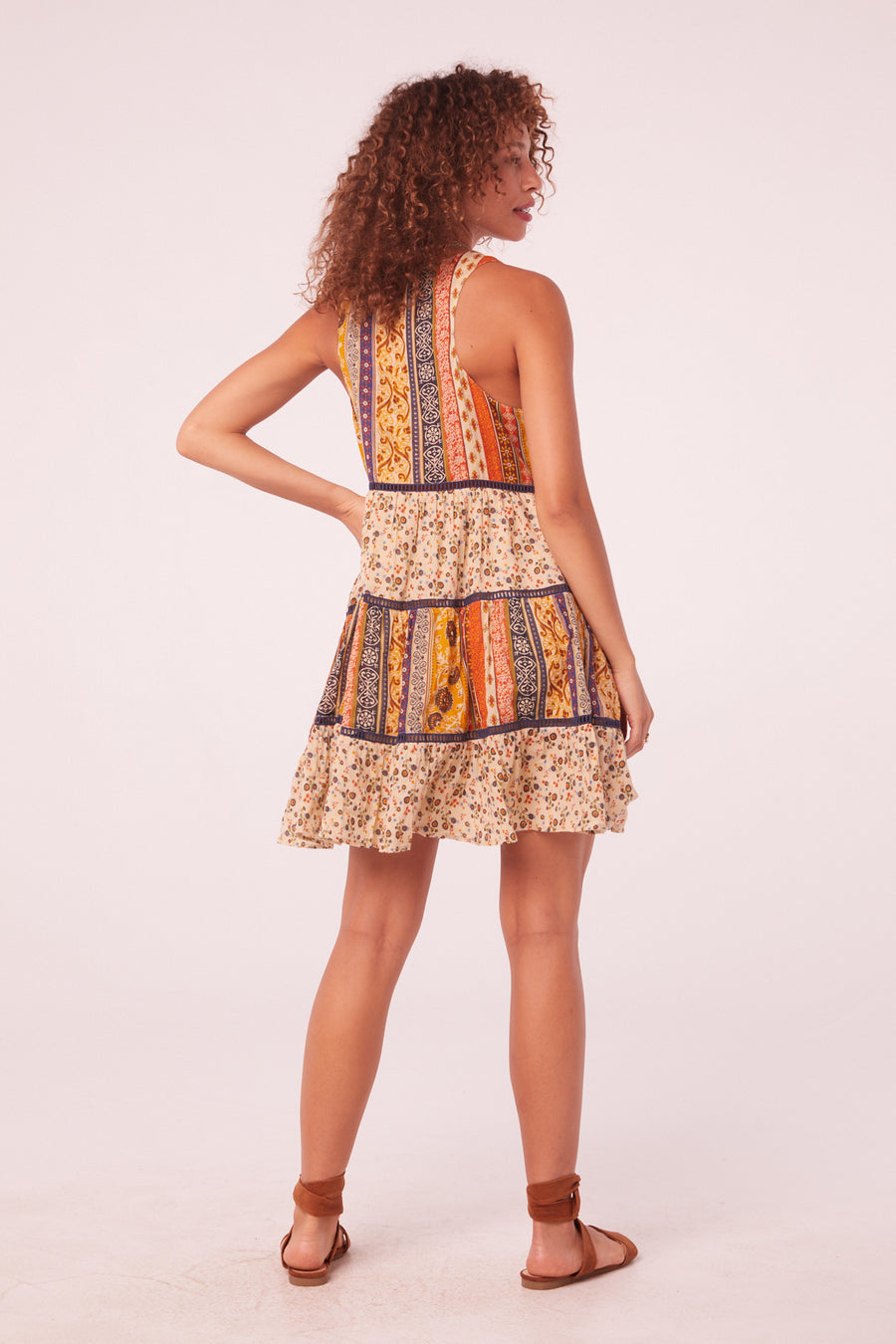 Rae Mixed Print Tiered Mini Dress