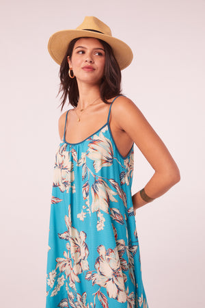 Vuelta Turquoise Floral Shift Midi Dress