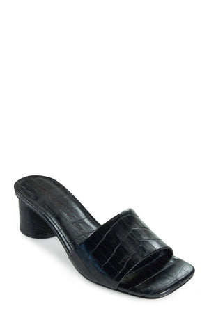 Arbor Black Croc Stamp Leather Heel