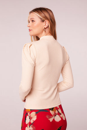Annabella Ivory Ribbed Knit Top