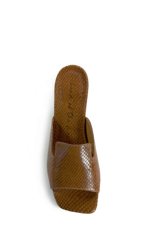 Billie Cognac Snake Stamp Leather Heel