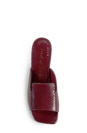 Billie Cranberry Snake Stamp Leather Heel