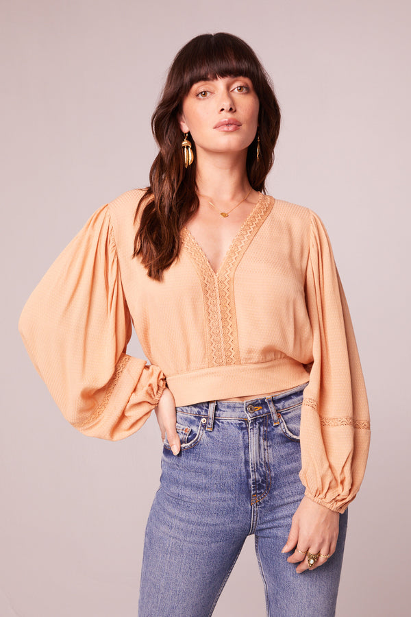 Brie Light Camel Long Sleeve Top