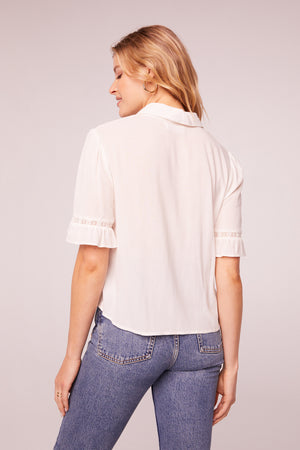 Daydream Ivory Collared Short Sleeve Top