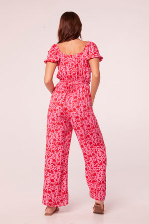 Deva Pink Floral Short Sleeve Jumpsuit