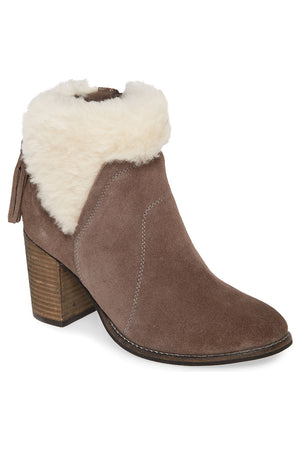 Helena Grey Suede Shearling Cuff Bootie Master