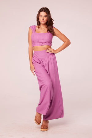 Isla Mulberry Paneled Crop Top
