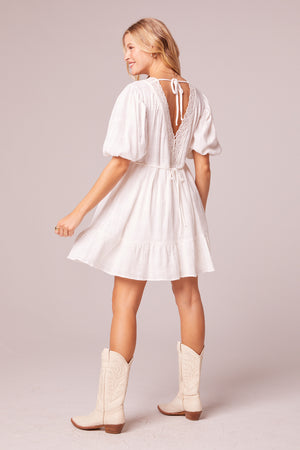 Melody White Puff Sleeve Mini Dress