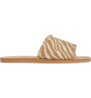Marina Natural Zebra Woven Canvas Slide Sandal Side