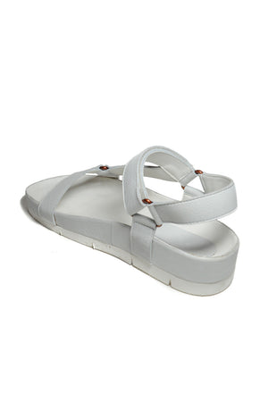 Newport White Leather Sandal Back