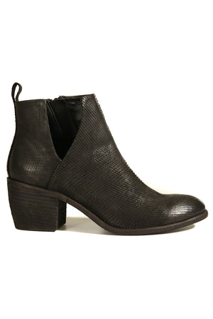 Oslo Black Snake Effect Leather Boot Side