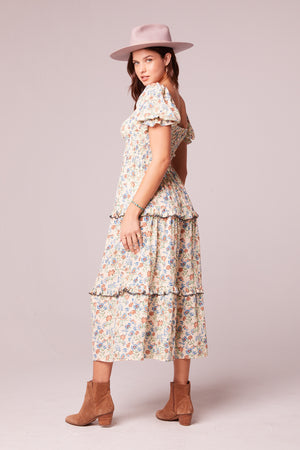 Peonia Cream Ditsy Floral Maxi Dress