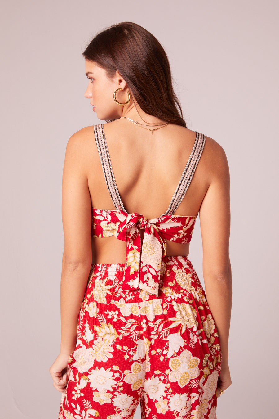 Shadows And Light Red Floral Bra Top