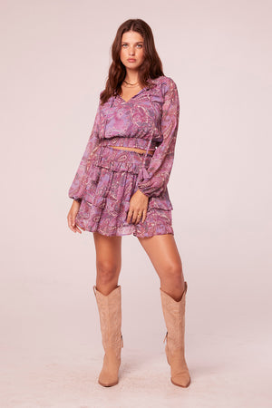 Shyla Lavender Paisley Long Sleeve Top