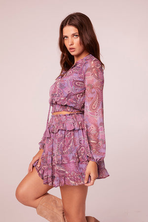Shyla Lavender Paisley Long Sleeve Top