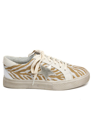 Star Natural Zebra Canvas Sneakers Side
